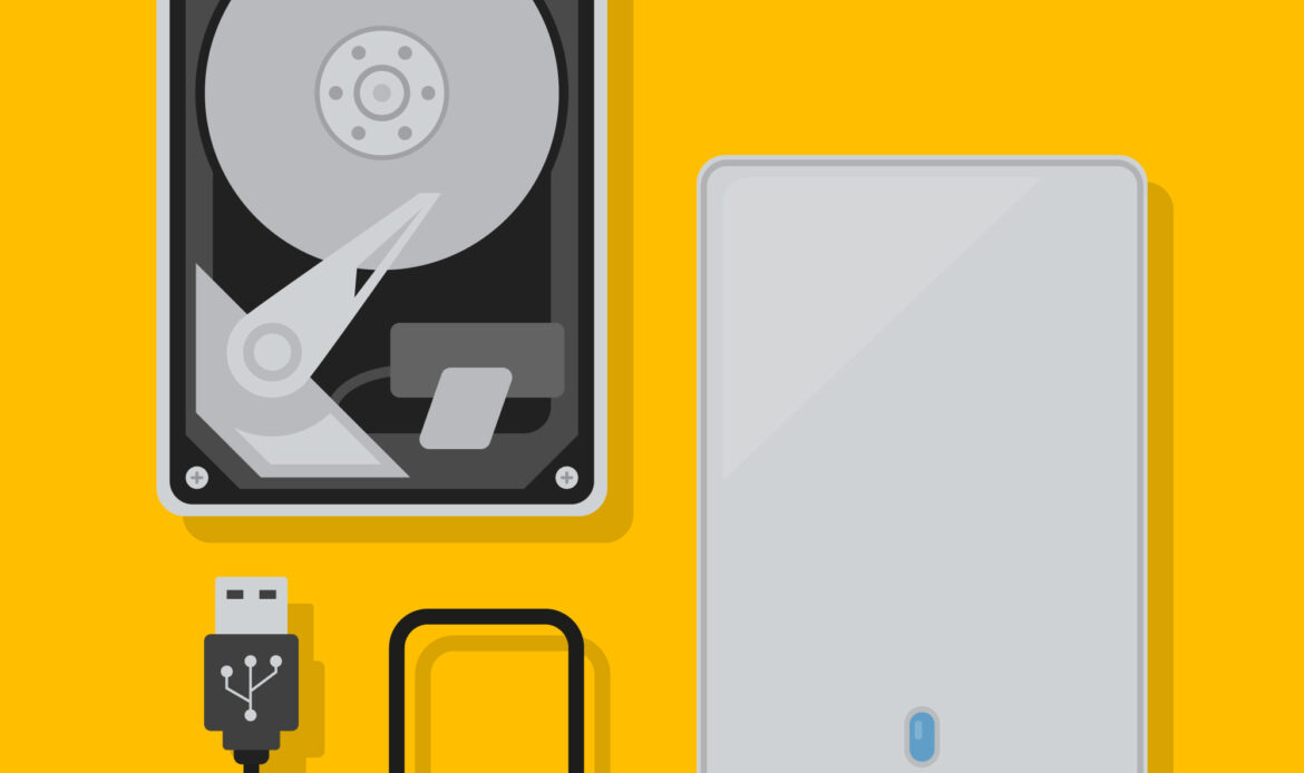 Flat design hard drive illustration