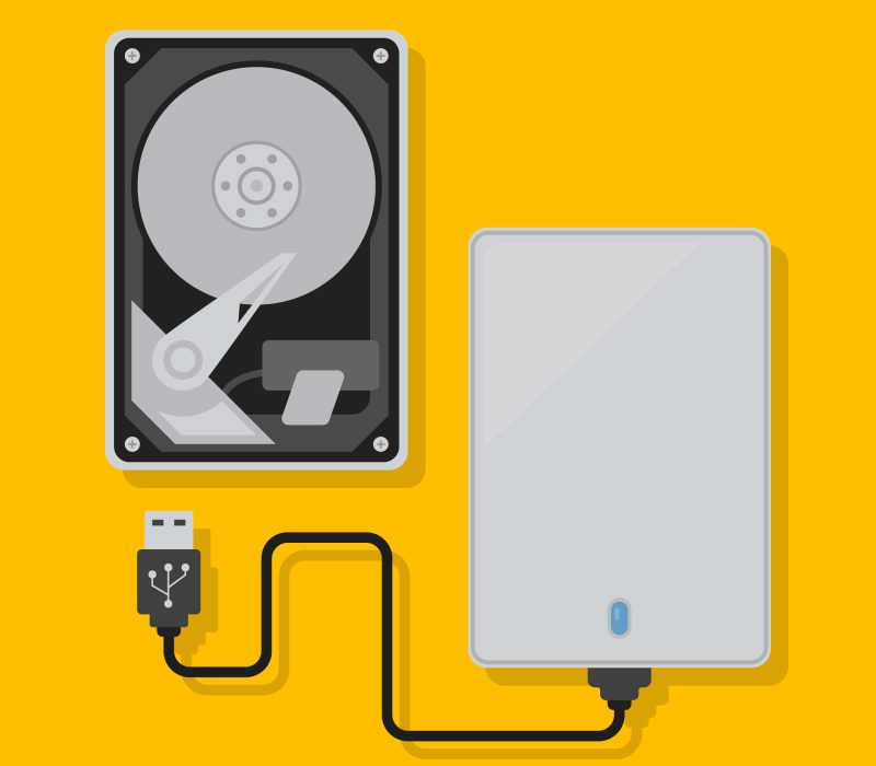 Flat design hard drive illustration